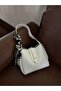 Women's White Belt Detailed Scarf Gift Hand and Shoulder Bag Leona - 5