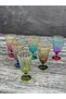 Set of 6 Glass Flutes Colorful Gilded Coffee Side Water Glass Goblet Glass 75ml - 3