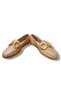 Tan Genuine Skin Leather Women's Loafer with Gold Buckle - 5