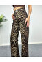 Wide Leg Leopard Patterned Jean Trousers - 7