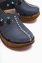 Women's Navy Blue Annika Antique Detailed Genuine Leather Wedge Sabo Women's Slippers - 4