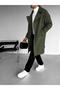 Oversize Relaxed Fit Long Men's Cashmere Coat Overcoat Khaki - 4