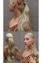 Ash Blonde Color Velcro Wavy Real Hair Texture Ponytail Hairpiece Hair Extension