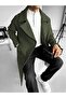 Oversize Relaxed Fit Long Men's Cashmere Coat Overcoat Khaki - 3