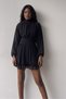 Women's Black Chiffon Fabric High Collar Back Low-cut Detailed Long Sleeve Mini Dress 066 - 7