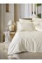 Embroidered Satin Double Duvet Cover Set Luxe Ecru