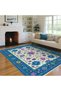 Mosso Blue Themed Floral Flower Motifs Patterned Woven Base Modern Decorative Carpet Mosso36 - 2