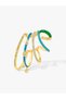 Brass Zircon Stone Blue Compression Cartilage Gold Color Women's Earrings - 2