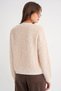 6897 Women's Long Bearded Sweater Cardigan with Tape Detail, Natural - 7