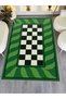 Mosso Retro Checkered and Green Wavy Pattern Woven Base Modern Decorative Carpet Mosso131 - 4