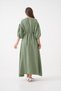 100% Cotton V-Neck Muslin Fabric Elastic Waist Rope Detailed Short Sleeve Dress Mg-2025 - 7
