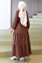 Elisa Gathered Button Dress Brown Hm2805 - 7