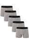 Men's 5-Piece Cotton Lycra Combed Cotton Gray Boxers with Elastic Waistband