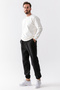 Men's Sweatpants Black Pocket Elastic Leg with Adjustable Waist Cord - 10008 - 4