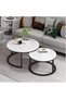 Set of 2 Round Nesting Coffee Tables – Sofa Side End Tables for Living Room – Stylish - 2