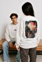 Lenithra City Back Printed Unisex Oversize White Sweatshirt