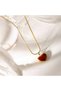 Whisper Steel Gold Color Red Stone Stainless Steel Design Heart Figured February 14 Special Necklace - 5