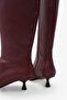 Women's Pointed Toe Side Zipper Heeled Daily Boots Zery Claret Red - 3