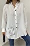 White Aerobin Fabric Emblem Detail Oversize Cut Shirt 12200 - 8