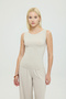 Ultra Soft Boat Neck Sleeveless Blouse Beige