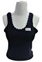 Women's Tank Top with Wide Strap Lace Detail - Black