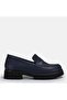 Large Size Women's Khaki Leather Loafer Navy Blue 41-42-43-44 - 7
