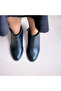 Black Leather Thick Thick Heeled Round Toe Women's Short Boots - 2