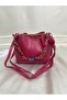 Women's Soft Leather 3-Compartment Hand, Arm, and Shoulder Bag with Scarf and Chain Accents and Gold Details - 2
