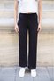 Women's Black High Waist Lace-Up Seersucker Fabric Loose Leg Relaxed Cut Loose Summer Trousers