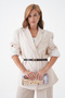 Women's Brown Faux Leather Triangle Buckle Design Belt - 5