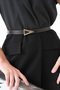 Faux Leather Brown Belt with Triangle Buckle Detail - 2