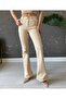 Women's Oskar Lycra High Waist Beige Flared Jeans Trousers - 3