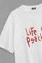 Life Is Peachy Korn Metal Music Numetal Rapcore Guitar Text Printed Oversize White T-Shirt - 2