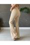 Women's Oskar Lycra High Waist Beige Flared Jeans Trousers