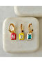 3-Piece Colorful Steel Earrings Mixed Colors Will Be Sent - 3