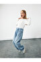 Cotton Stone Detailed Wide Leg Denim Trousers