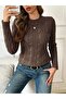 Crew Neck Hair Knit Pattern Women's Sweater - 2
