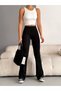 Women's Black High Waist Casual Front Stitched Lycra Spanish Leggings Trousers - 3
