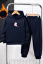 Kids Hooded Tracksuit Set – Navy Blue Pink Butterfly Printed Sweat & Jogger