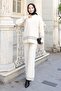 Stripe Detailed Knitwear Set White 6151 - 3