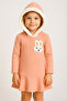 Rabbit Pattern Hooded Girl's Dress – Cotton Notebook Casual Mini Model