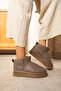High Mini Classic Leather Furry Women's Boots - Mink
