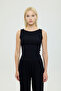 Soft Rib Boat Neck Sleeveless Blouse Black - 3
