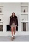 Women's Faux Fur Jacket Brown Collared Winter - 5