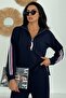 Women's Colorful Stripe Detailed Half Fisherman Zipper Collar Long Sleeve Modal Suit - 6
