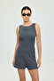 Soft Rib Boat Neck Sleeveless Blouse Smoked