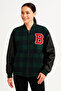 Lumberjack College Jacket with Faux Leather Sleeves and Lining - Khaki - 3