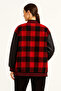 Lumberjack College Jacket with Faux Leather Sleeves and Lining - Claret Red - 2