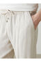 Beige Standard Fit Linen Blend Men's Trousers - 6