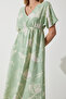 Tropical Patterned Summer Raw Linen Dress Lbp0017 Green - 5